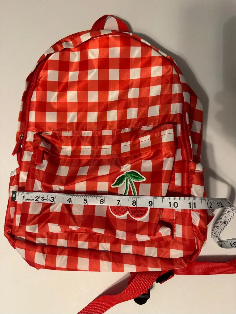 Red Gingham Kids Backpack with Cherry Patch